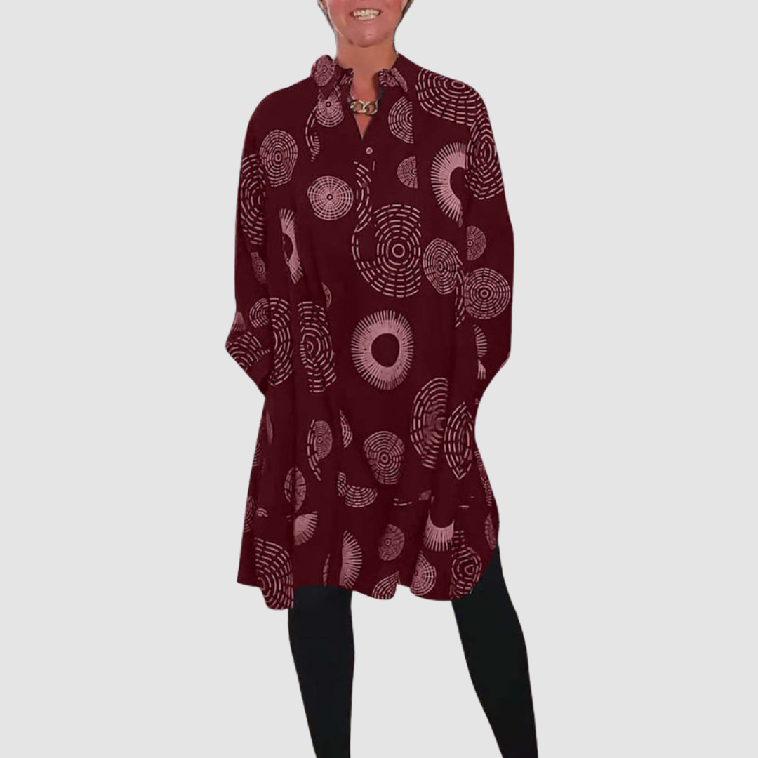 Darlene | Geometric Print Casual Lapel Dress