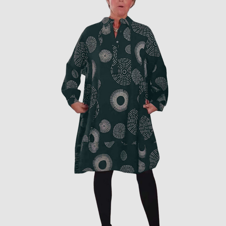 Darlene | Geometric Print Casual Lapel Dress