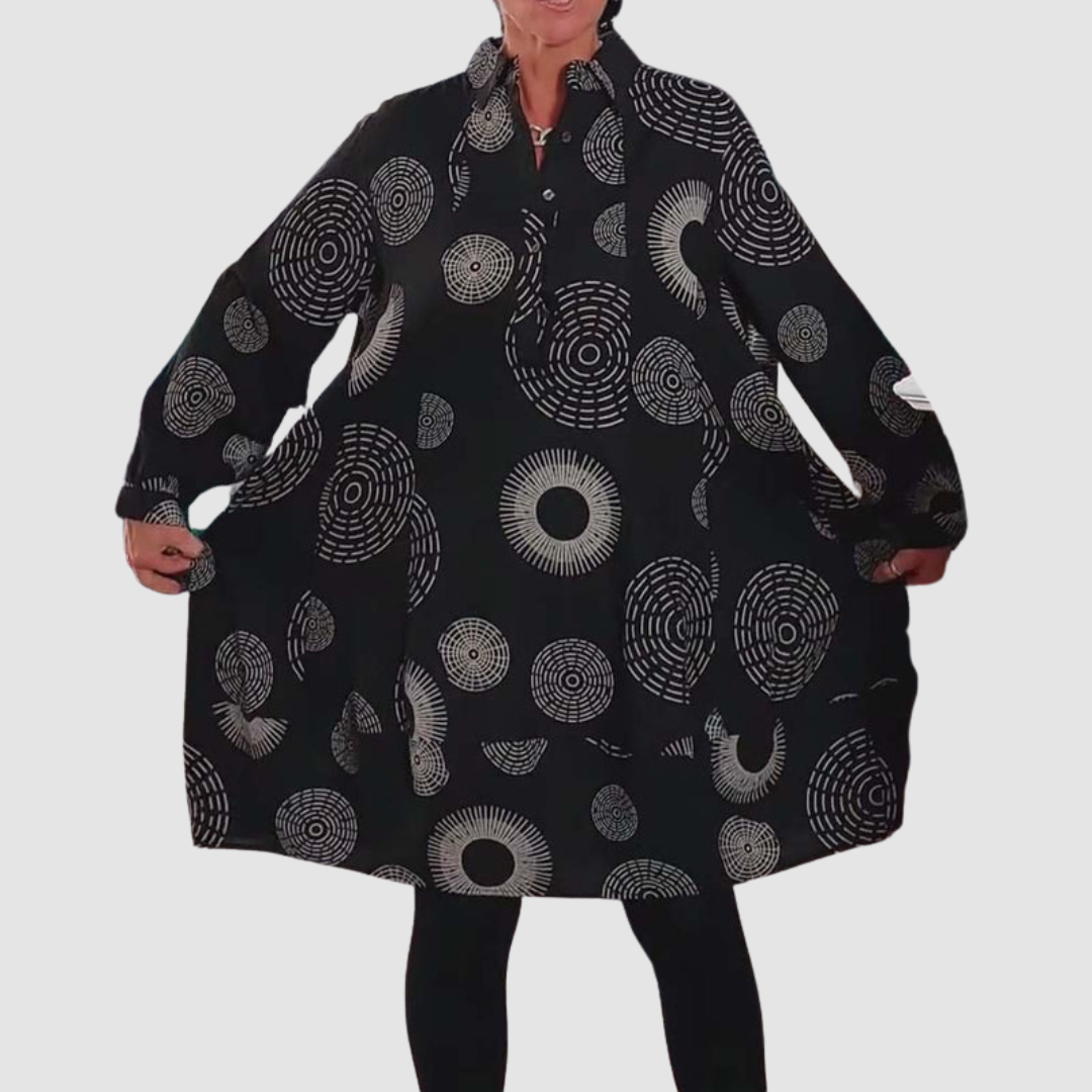 Darlene | Geometric Print Casual Lapel Dress