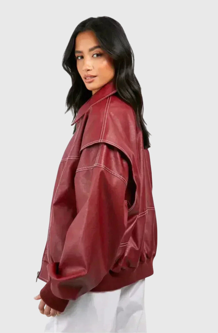 Faye™ - Luxe Oversized Leather Jacket