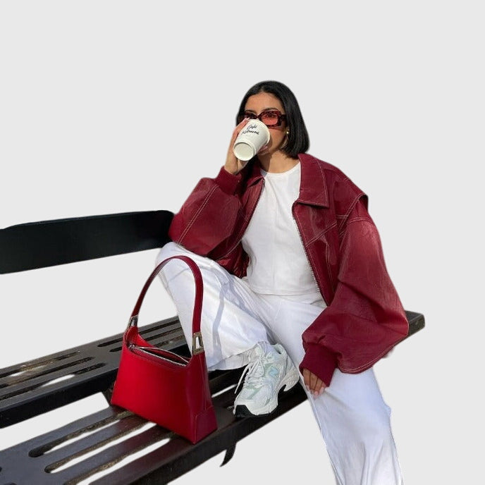 Faye™ - Luxe Oversized Leather Jacket