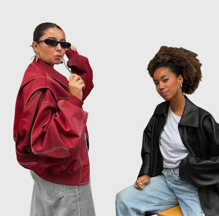 Faye™ - Luxe Oversized Leather Jacket