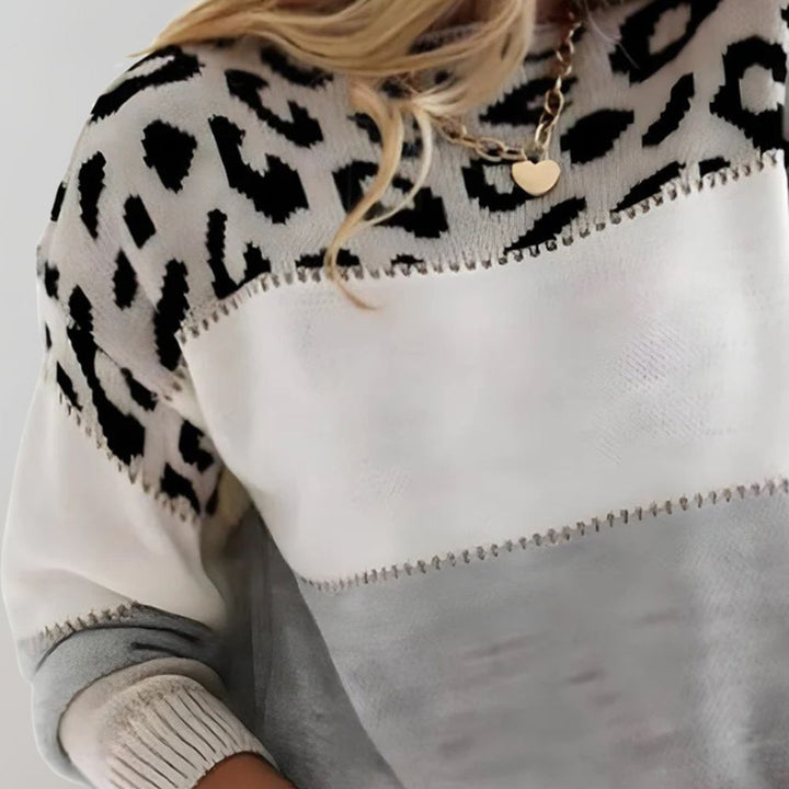 Bertina | Leopard Accent Knit Sweater